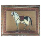 Framed Illustration of Horse on Fabric
