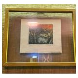 Framed Mixed-Media Abstract Artwork