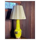 Yellow Ceramic Lamp with Pleated Shade