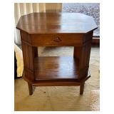 Wooden Octagonal Side Table with Drawer