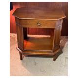 Walnut Wood 2-Tier Octagonal Side Table