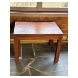 Wood Table With Herringbone Top Pattern