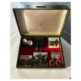 Cloisonne Earrings in Green Box