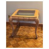 Wood and Glass Square Accent Table