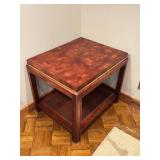 Wood Side Table With Cane Shelf