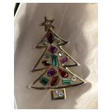 Christmas Tree Pin With Gemstone Accents