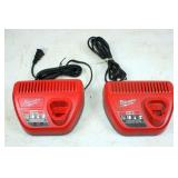 (2) Milwaukee M12 Battery Chargers