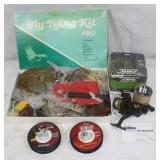 Vintage Fly Tying Kit & Misc Fishing Items