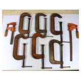 (6) C-Clamps, (2) Bar Clamps
