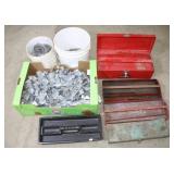 Assorted Building Supplies & Tool Boxes