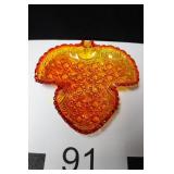 Fenton Amber Glass Leaf Shaped Ashtray