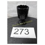Fenton Black Paneled Daisy & Vine Toothpick Holder