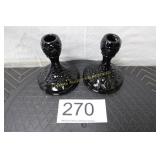 Dark Purple Orange Tree Candle Stick Holders (2)