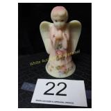Fenton Burmese Glass Boy Angel - Handpainted Roses