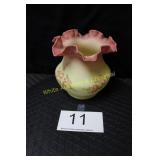 Fenton Burmese Glass Ruffled Edge Vase