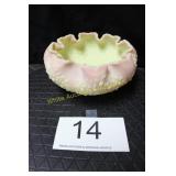 Fenton Burmese Glass Large Crimped Bowl