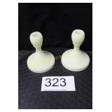 Fenton Custard U/V Waterlily Candlestick Pair (2)