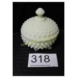 Fenton Custard U/V Hobnail 3 Toed Covered Dish