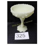 Fenton Custard U/V Cabbage Rose Pedestal / Compote