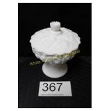 Fenton WMG Satin Waterlily Footed Candy Dish w/Lid