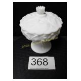 Fenton WMG Satin Waterlily Footed Candy Dish w/Lid