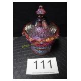Fenton Red Carnival Pagoda Covered Candy Dish