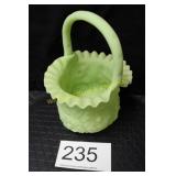 Fenton Lime Sherbert Satin Ruffled Poppy Basket