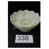 Fenton Custard U/V Orange Tree Pedestal Candy Bowl