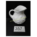 Fenton White Milk Glass Satin Waterlily Pitcher