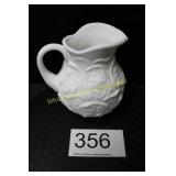 Fenton White Milk Glass Satin Waterlily Pitcher