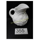 Fenton White Milk Glass Satin Waterlily Pitcher