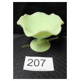 Fenton Lime Sherbert Satin Water Lily Open Compote
