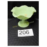 Fenton Lime Sherbert Satin Water Lily Open Compote