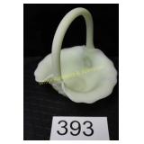 Fenton Custard U/V Lime Green Lilypad Candy Dish
