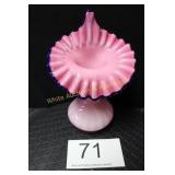 Fenton Peach Blow Cobalt Crest Vase