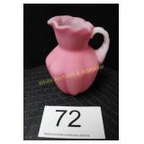 Fenton Rose Satin Pink Pitcher "Melon Rib Ruffle"