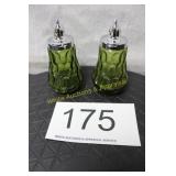 Fenton Colonial Green Thumbprint S & P Shakers