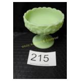 Fenton Lime Sherbert Satin Water Lily Pedestal Dis