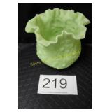 Fenton Lime Sherbert Satin Ruffled Poppy Vase