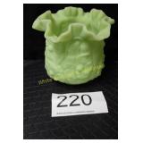 Fenton Lime Sherbert Satin Ruffled Poppy Vase