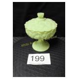 Fenton Lime Sherbert Satin Water Lily Compote