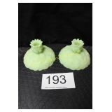 Fenton Lime Sherbert Waterlily Candle Holder Set