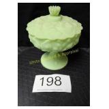 Fenton Lime Sherbert Satin Water Lily Compote