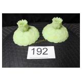 Fenton Lime Sherbert Waterlily Candle Holder Set