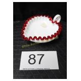 Fenton Milk Glass Red Amberina Crest Candy Dish