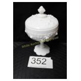 Fenton White Milk Glass Covered Candy Dish/Compote