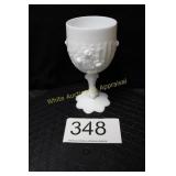 Fenton White Milk Glass Cabbage Rose Goblet