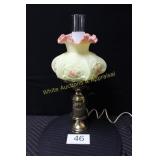 Fenton Burmese Rose Pattern Student Lamp