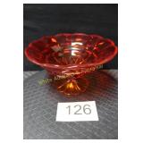 Fenton Valencia Pattern Amberina Pedestal Bowl