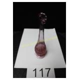 Fenton Rose Ribbed Swung Bud Vase